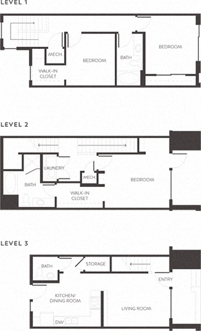 Floor plan for 3 beds, 2 baths, 1463 sqft